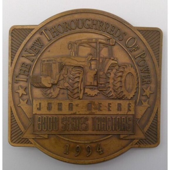Vintage 1994 John Deere 8000 Series Tractor Brass Belt Buckle #XXX / 2250 - Picture 1 of 2